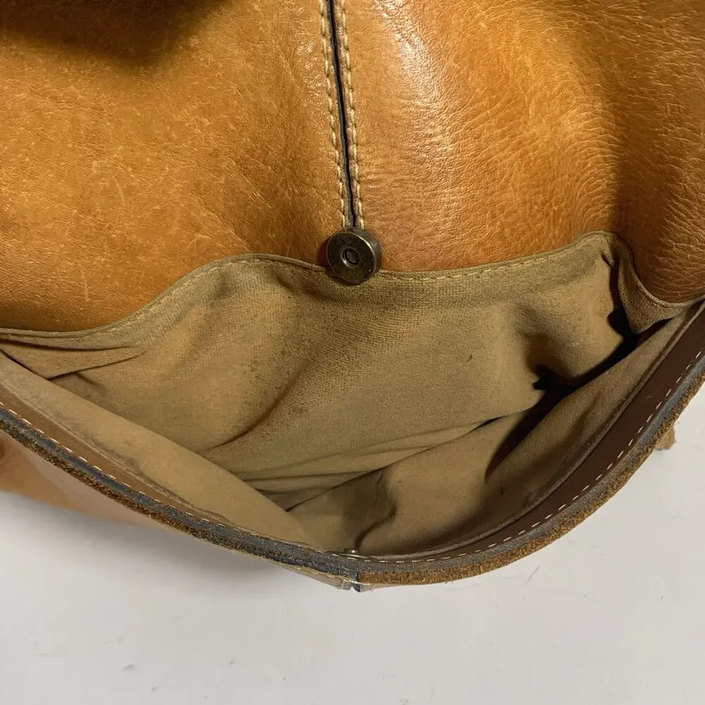 Patricia Nash Cognac Leather Studded Strap Turn Lock Women’s Shoulder Bag Purse
